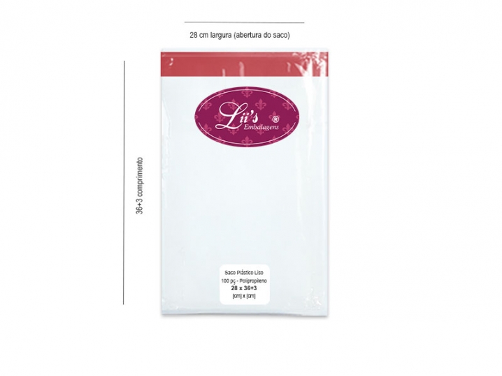 SACO LISO PP 28X36+3AD - 100 PÇ