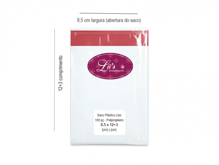 SACO LISO PP 8.5X12+3AD - 100 PÇ