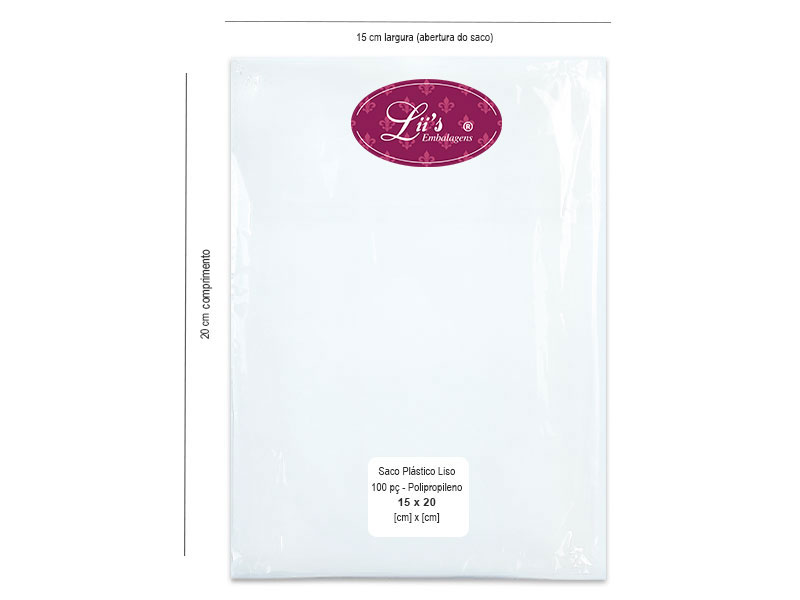SACO LISO PP 15X20 - 100 PÇ