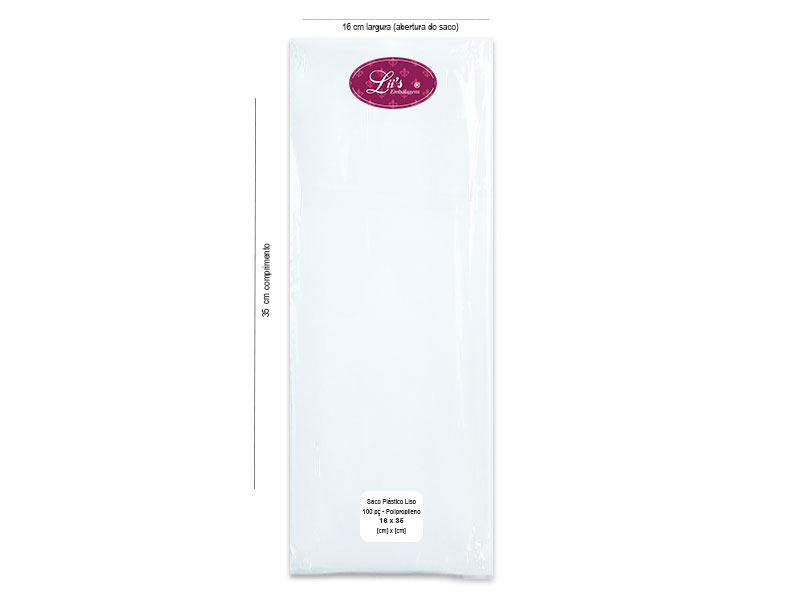 SACO LISO PP 16X35 - 100 PÇ