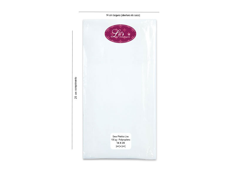 SACO LISO PP 14X25 - 100 PÇ