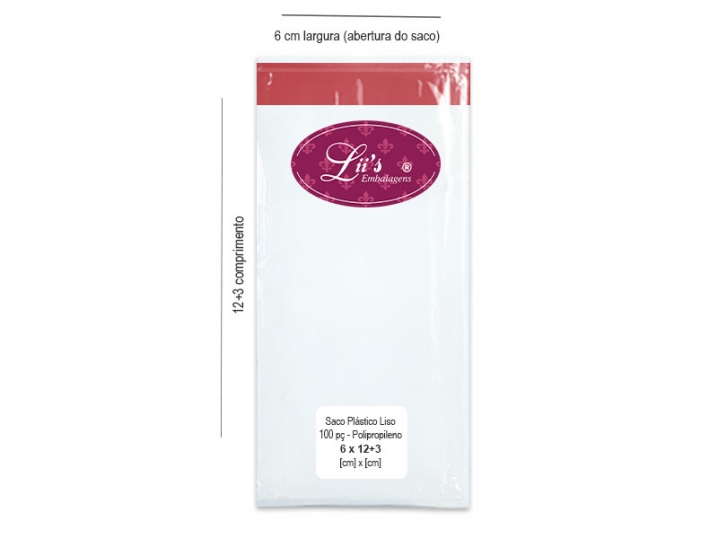 SACO LISO PP 6X12+3AD - 100 PÇ