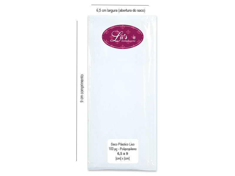 SACO LISO PP 6.5X9 - 100 PÇ