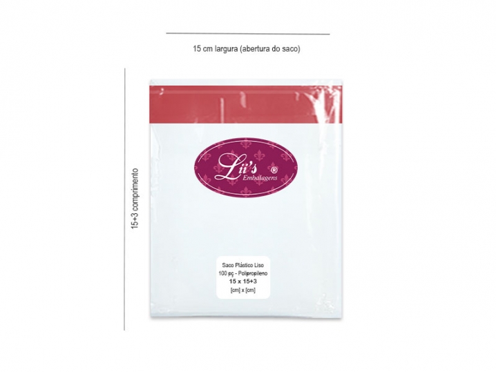 SACO LISO PP 15X15+3AD - 100 PÇ
